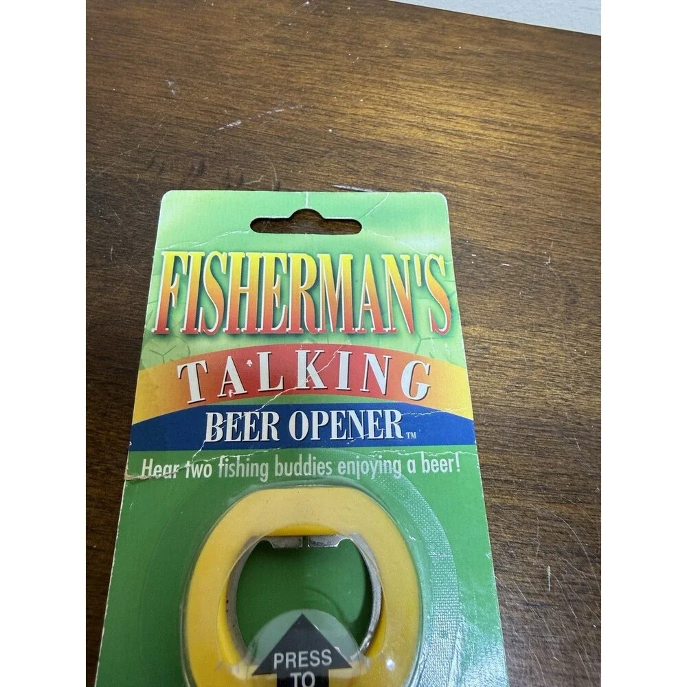 Rare Vintage Fisherman's Talking Beer Bottle Opener Bass New Cottage Cabin Hunt